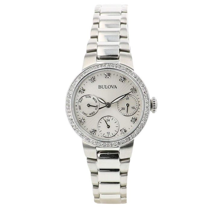 Bulova Crystal Accented Silver Women's Watch 96N108