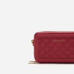 Charles & Keith Quilted Crossbody Red Women's Bag CK6-10840105 màu đỏ mận