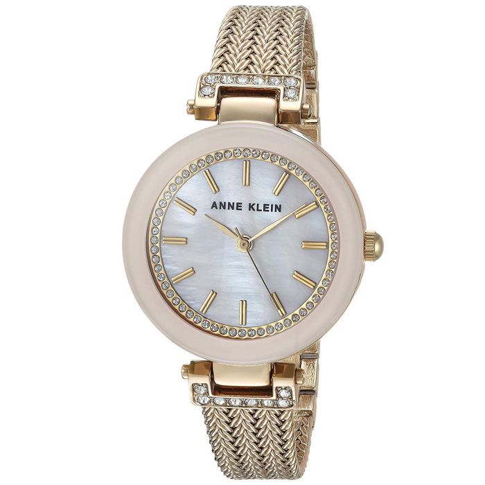 Anne Klein Swarovski Crystal Mesh Pink Blush Women's Watch AK/1906PMGB