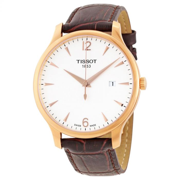 Tissot Tradition Rose Gold PVD Brown Leather Men's Watch T063.610.36.037.00