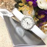 Bulova Crystal Mother of Pearl White Leather Women's Watch 96L245