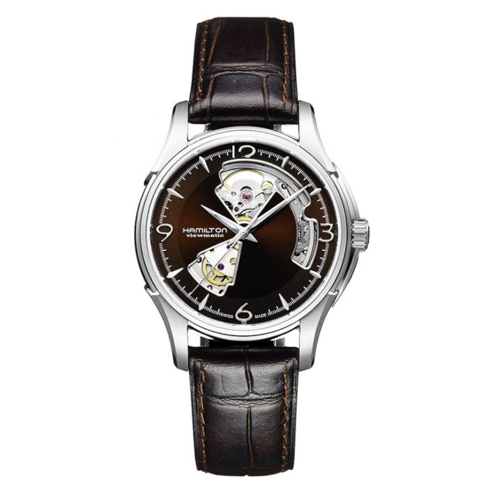 Hamilton Jazzmaster Open Heart Automatic Mặt Tròn Dây Da Màu Nâu H32565595