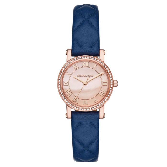 Michael Kors Petite Norie Rose Gold Tone and Blue Leather Women's Watch MK2696