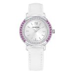 Swarovski Playful Mặt Bạc Viền Đá Xoay Dây Da Màu Trắng 5243053