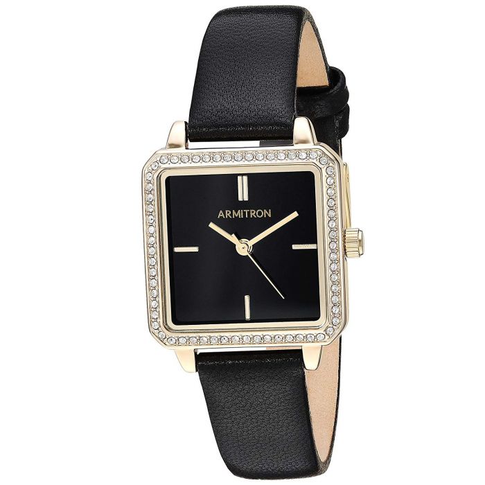 Armitron Swarovski Crystal Accented Black Leather Women's Watch 75/5597BKGPBK