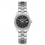 Caravelle New York Swarovski Crystal Black Dial Stainless Steel Women's Watch 43M113