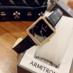 Armitron Swarovski Crystal Accented Black Leather Women's Watch 75/5597BKGPBK