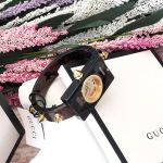 Gucci Champage Mặt Tròn Màu Vàng Khung Chữ Nhật Dây Plexiglass YA143509