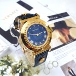 Versace Vanity Gold Blue Leather Women's Watch P5Q80D282S282