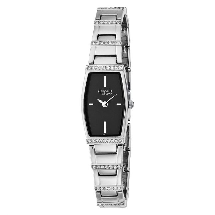 Caravelle By Bulova Crystal Accented Black Dial Women's Watch 43T17