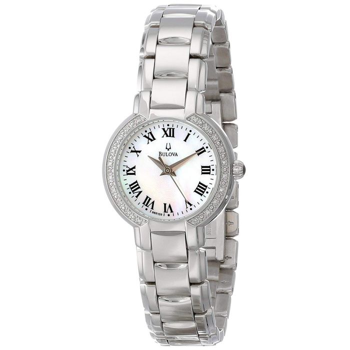 Bulova Mother of Pearl Diamond Stainless Steel Women's Watch 96R159