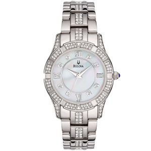 Bulova Mother Of Pearl Silver Swarovski Women's Watch 96L116