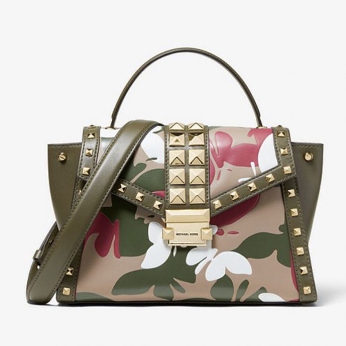 Michael Kors Whitney Medium Butterfly Camo Đinh Tán Họa Tiết Màu Olive 30S9GWHS2Y