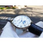 Frederique Constant Slim Line Moonphase Automatic Mặt Tròn Màu Trắng Dây Da Màu Đen FC-705WR4S6