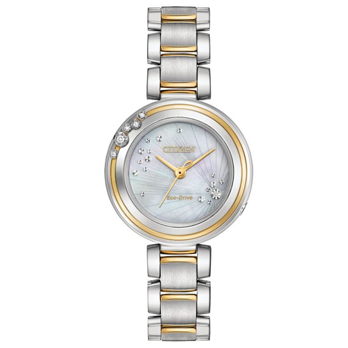 Citizen Carina Mother of Pearl Two Tone Women's Watch EM0464-59D