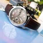 Caravelle By Bulova Multifunction Brown Dial Leather Men's Watch 43C104