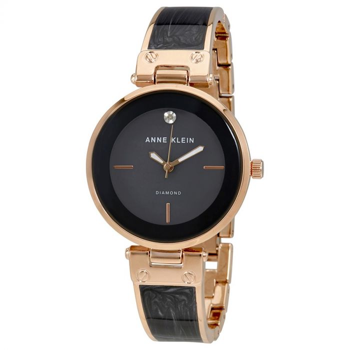 Anne Klein Champagne Mặt Tròn Dây Ceramic Màu Xám Đen AK/2512GYRG