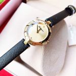 Salvatore Ferragamo Miniature Mặt Tròn Màu Vàng Dây Da Màu Đen FAT020017