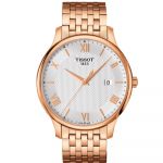 Tissot Tradition Mặt Tròn Màu Bạc Dây Kim Loại Màu Vàng Hồng Lịch Ngày T063.610.33.038.00