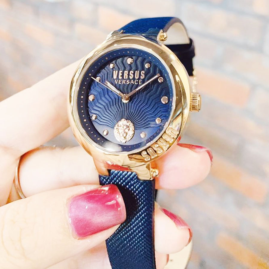 Versus by Versace Lantau Mặt Tròn Viền Vàng Hồng Màu Xanh VSP370817 xách  tay chính hãng giá rẻ bảo hành dài - Đồng hồ nữ - Senmix