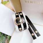 Versace Medusa Stud Icon Mặt Tròn Dây Quấn Màu Đen VERF00318