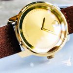 Movado Bold Sunray Mặt Tròn Màu Vàng Dây Da Màu Nâu 3600449