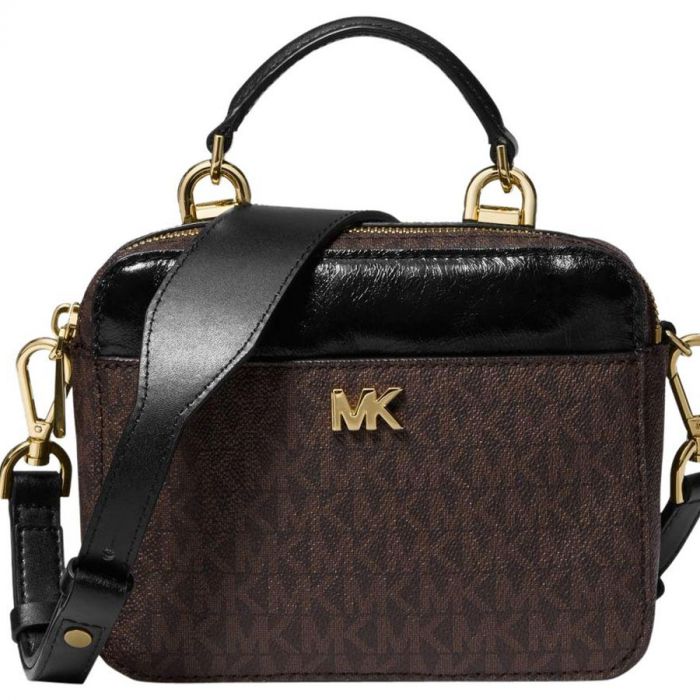 Michael Kors Mott Mini Logo Dáng Hộp Kèm Dây Đeo Màu Nâu 32H8GF5C5B