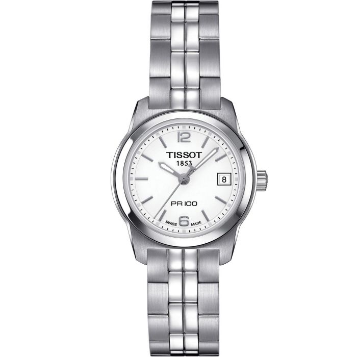 Tissot PR 100 Mặt Tròn Màu Trắng Dây Kim Loại Màu Bạc Lịch Ngày T049.210.11.017.00