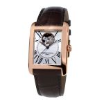 Frederique Constant Carree Automatic Heartbeat Mặt Chữ Nhật Màu Bạc Viền Vàng Hồng Dây Da Màu Nâu FC-310MC4S34