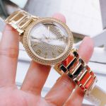 Michael Kors Parker Mặt Tròn Đính Đá Dây Kim Loại Màu Vàng Lịch Ngày MK6510