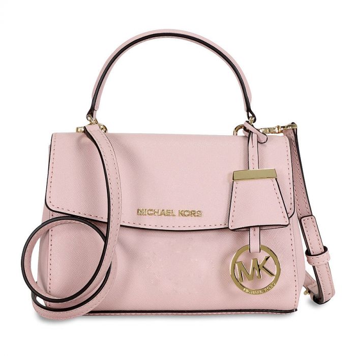 Michael Kors Ava Mini Saffiano Crossbody Màu Hồng Logo Vàng 32F5GAVC1L