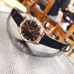 Citizen LTR Eco-Drive Mặt Tròn Viền Vàng Hồng Dây Da Màu Đen EM0688-01E