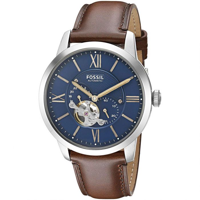 Fossil Townsman Automatic Mặt Tròn Màu Xanh Dây Da Màu Nâu ME3110