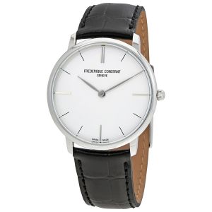 Frederique Constant Slim Line Mặt Tròn Màu Bạc Dây Da Màu Đen FC-200S5S36