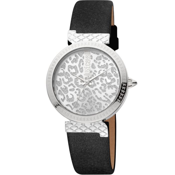 Just Cavalli Vibrazioni  Mặt Tròn Màu Bạc Dây Da Màu Đen JC1L092L0015