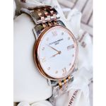 Frederique Constant Slimline Demi Vàng Hồng Mặt Tròn Màu Trắng Dây Kim Loại Lịch Ngày FC-220MPWD3S2B