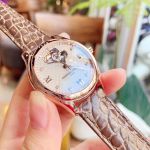 Frederique Constant Double Heart Beat Automatic Mặt Tròn Viền Vàng Hồng Dây Da Màu Xám FC-310LGDHB3B4