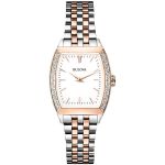 Bulova Diamond Demi Vàng Hồng Mặt Vuông Màu Trắng Dây Kim Loại 98R200