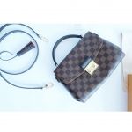 Louis Vuitton Croisette Damier Ebene Màu Nâu Lòng Đỏ Xách Tay Đeo Vai N53000