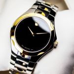 Movado Luno Sport Demi Vàng Mặt Tròn Màu Đen Dây Kim Loại 0606906