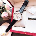 Salvatore Ferragamo Cuore Diamond Mặt Tròn Màu Bạc Dây Da Màu Đen FE2020016