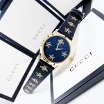 Gucci G-Timeless Mặt Tròn Dây Da Màu Đen YA1264055