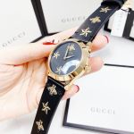 Gucci G-Timeless Mặt Tròn Dây Da Màu Đen YA1264055