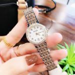 Bulova Maiden Lane Diamond Demi Vàng Mặt Tròn Khảm Trai Dây Kim Loại Lịch Ngày 98R211