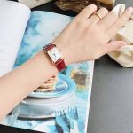 Frederique Constant Carree Mặt Chữ Nhật Màu Trắng Viền Vàng Hồng Dây Da Màu Nâu FC-200MC14