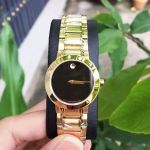 Movado Stiri Mặt Tròn Màu Đen Dây Kim Loại Màu Vàng 0606942