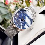 Raymond Weil Maestro Moon Phase Automatic Mặt Tròn Màu Xanh Dây Mesh Kim Loại Màu Bạc Lịch Ngày 2239M-ST-00509