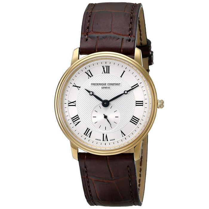 Frederique Constant Slim Line Mặt Tròn Màu Bạc Viền Màu Vàng FC-235M4S5