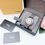 Fendi Crazy Carats Mặt Tròn Đá Xoay Ngũ Sắc Dây Kim Loại Màu Bạc FOR245GGGF0HEQ