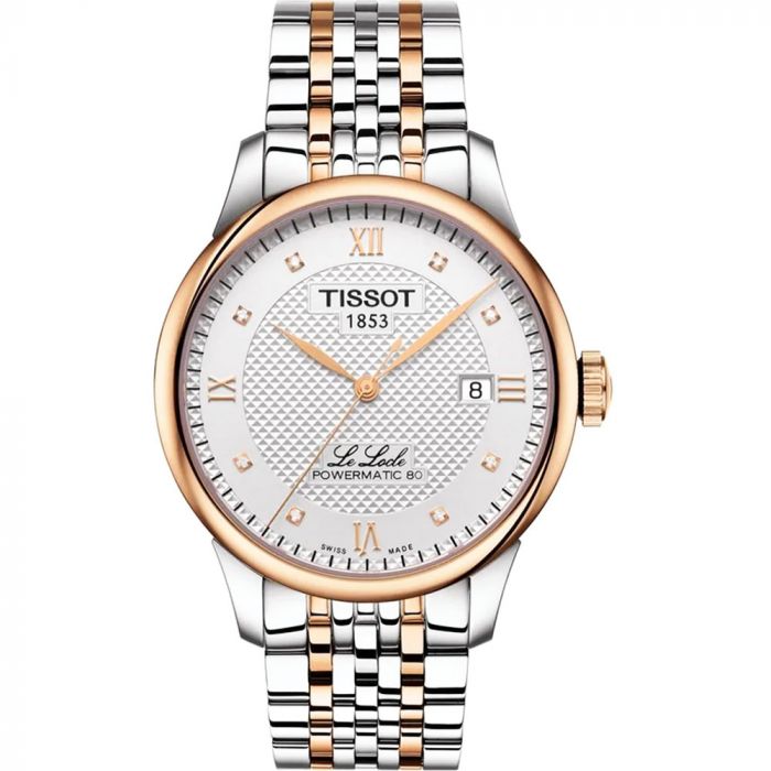 Tissot Le Locle Automatic Demi Vàng Hồng Mặt Tròn Dây Kim Loại Lịch Ngày T006.407.22.036.00